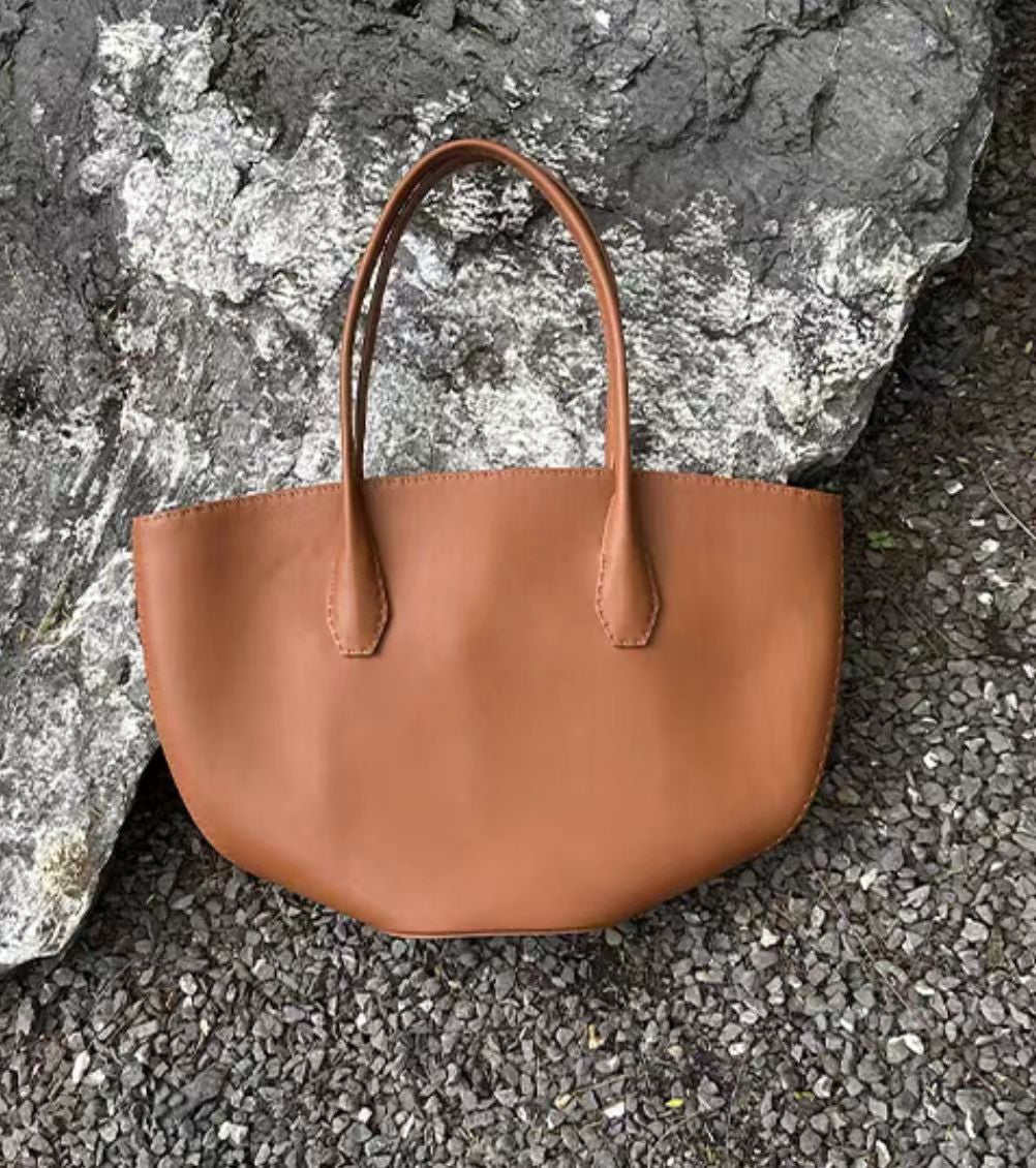 Top-grain leather half-moon shoulder bag