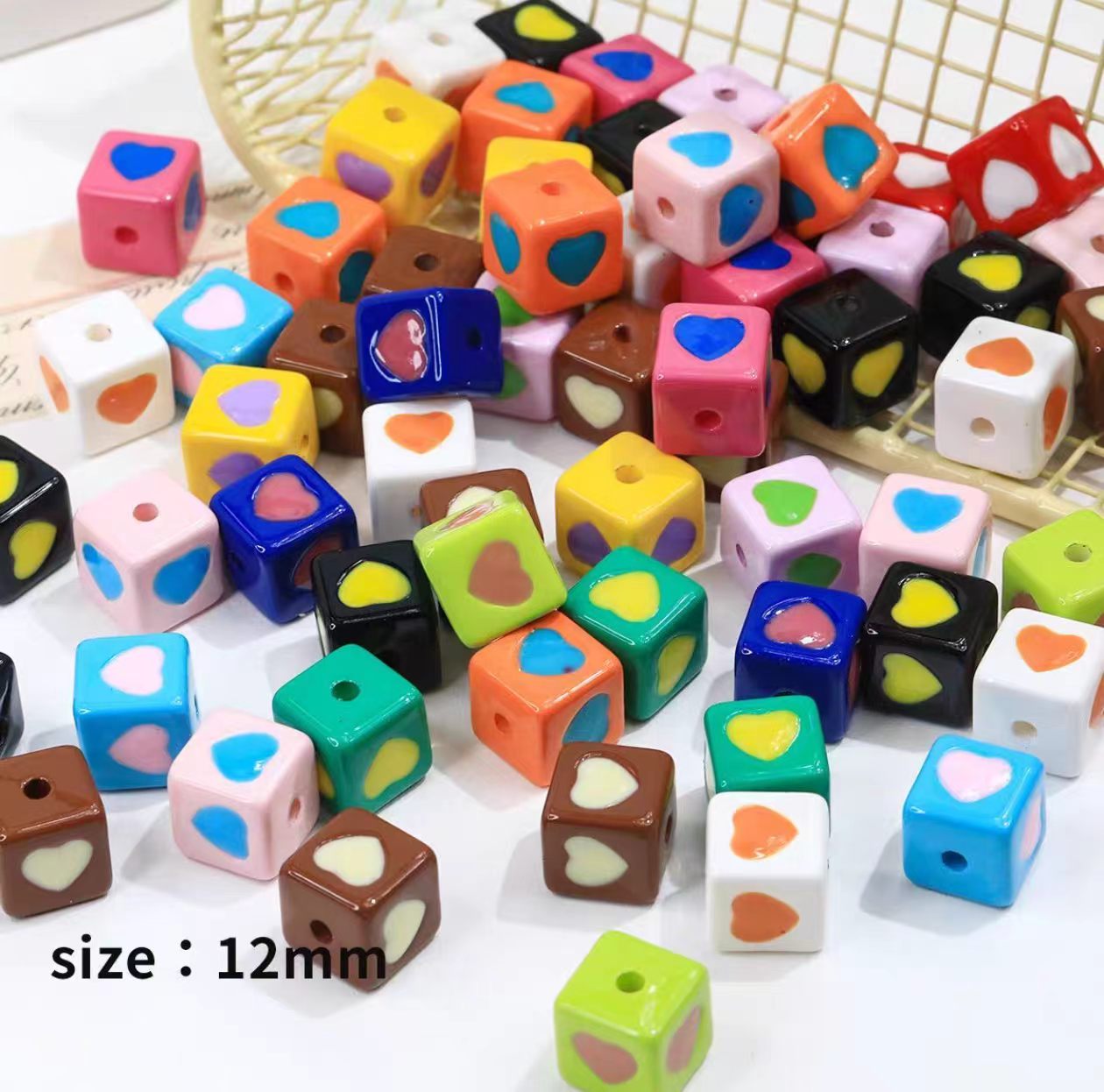Colorful heart-shaped beads (wire only)